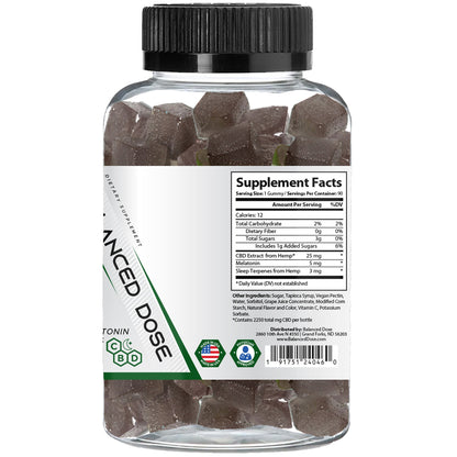 Balanced Dose 25 MG CBD Gummy with 5 MG Melatonin and CBN for Sleep